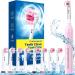 Rotating Electric Toothbrush for Adults with 8 Brush Heads (2 Types) 4 Modes Deep Clean Electric Toothbrush with Rechargeable Power and 2 Min Smart Timer Pink 2-pink