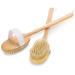 Com -Four 2x bathing brush with a long removable stem - wooden back brush for showering and swimming - shower brush for massage and wellness (brown - 2 pieces)