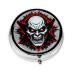Red and Black Evil Ghostround Pill Box 3 Compartment Round Pill Box Organizer # Portable Travel Pill Box for Traveling.