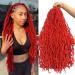 Soft Locs 24 Inch 7 Pack Red Color Faux Locs Crochet Hair Pre-looped Locs Synthetic Crochet Braids Hair Extensions For Black Women (24inch, 7packs, Red) 24 Inch (Pack of 7) Red