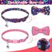 EXPAWLORER Breakaway Cat Collar 2 Pack with Bow tie and Bell - Cute Kitten Safety Collars - Plaid Dinosaur Universe Pattern Purple - Buy Online on GoSupps.com