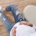 Spritumn-Home Maternity Jeans for Women UK | Solid Blue Skinny Fit Ripped Jeans | Over The Bump Vintage Stretch Denim Leggings | 4XL - Buy Online on GoSupps.com