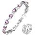 MagEnergy Lymphatic Drainage Magnetic Bracelets for Women Titanium Steel Magnetic Wristbands with Elegant Love Heart Shape Design Lovely Gift Box with an Adjustment Tool(Heart Purple)