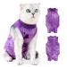 Yoolhamy Katzenbody After op professional recovery suit for cats cats body for cats operation castration e-neck band alternative for cat anti-lure wounds l violet