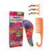 Detangling Hairbrush and Comb Set - Detangling Brush for Wet, Dry, Curly, Women & Kids Hair with Wide Tooth Comb and 3 Alligator Styling Sectioning Clips of Professional Hair Salon Quality (Tropica Plants)
