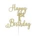 LissieLou Happy 1st Birthday Cake Topper in Pretty Glitter Card Made in the UK - Gold