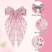 Andibro Pink French Bow Hair Clip Flower Pattern Ribbon Bow Hairpins Long Tail Big Bow Barrettes Soft Silky Satin Hairclips 90's Aesthetic Hair Accessories Decor with Metal Clip for Women - Buy Online on GoSupps.com