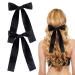 2 Pack Hair Bows for Girls and Women Large Bow Hair Clips Hair Barrette with Long Silky Satin Black Hair Accessories for Girls(Black)