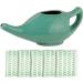 HEALTHANDWEALTH Leak Proof Durable Porcelain Ceramic Neti Pot for Nasal Cleansing Turquoise Color | Natural Treatment for Sinus Infection and Congestion with 10 Sachets of Neti Salt