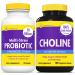 InnovixLabs Choline & Multi Probiotic Bundle Choline Bitartrate 550mg (100 Capsules) Multi Strain Probiotics (60 Capsules). Supports Memory Mood Brain Health & Boost Cognitive.*