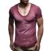 Leif Nelson Men's Summer V-Neck T-Shirt - Slim Fit Cotton Hoodie Sweatshirt - Modern Style LN6280-1 Veil Bordeaux Medium - International Shipping Available - Buy Online on GoSupps.com
