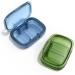 2 Pack 3 Compartment Small Pill Box Moisture Proof Pill Case Travel Pill Organizer for Pocket Purse Daily Portable Medicine Vitamin Box Fish Oil Box Supplement Box Green+blue