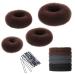 Hair Bun Maker Kit, YaFex Donut Bun Maker 4 Pieces(1 Large, 2 Medium and 1 Small), 5 Pieces Elastic Hair Ties, 20 Pieces Hair Bobby Pins, Brown A-Brown
