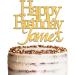 Personalised Gold Acrylic Birthday Cake Topper - Custom Name Decoration by KreateSquare - Buy Online on GoSupps.com