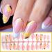 Sunflowers Press on Nails - Medium Almond Glossy White French Tips | 24Pcs Acrylic False Nails with Gold Foil for DIY Manicure - Buy Online on GoSupps.com
