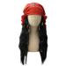 Pirate Wig with Headband | Long Curly Black Wig with Beads for Men and Women | Halloween Cosplay Accessory - Buy Online on GoSupps.com
