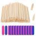 400 PCS Nail Art Pedicure Tools, 200 PCS Mini Nail Files Double Sided Nail Buffer for Natural Nails and 200 PCS Nail Cuticle Sticks Wood Nail Sticks Orange Sticks for Nails