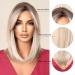 Allbell Ombre Platinum Blonde Bob Wigs with Bangs | Ash Blonde Straight Synthetic Hair for Women - Buy Online on GoSupps.com