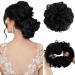 Vlasy Messy Bun Hair Piece for Women Curly Wavy Hair Scrunchies Bun Extensions Hairpieces Synthetic Hair Chignons Accessories Updo for Girls(1# 60g) 60g 1#