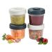 Beaba Set of 4 Storage Pots Interlocking Stackable and Linkable pots 100% Airtight Measuring Gauge Freezable Breastmilk Storage 4x150ml Grey/Blue Grey/Blue 4 x 150 ml