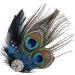 Feather Peacock Hair Clip Natural Feather Fascinator Barrette with Sparking Rhinestone 111 - Buy Online on GoSupps.com