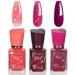 Nail Polish Set - Quick Dry Nail Polish - Pink Nail Polish with Glitter Flower - Long Lasting Chip Resistant Nail Polish for DIY Nail Art Manicure at Home