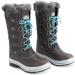 Polar Women's Nylon Tall Winter Snow Boot, Size 6, Gray/Blue - Waterproof & Insulated - Buy Online on GoSupps.com