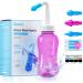 Goard nasal shower set nasal douche adult children gentle breathing 300 ml bpa-free nasal rinsing relieves clogged nose with 30 packs of nasal rinsing salt and sticker thermometer purple