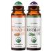BodyJ4You Frankincense + Rosemary Essential Oil Roll On Duo - Pure 100% USDA Organic MCT Coconut Oil - Green Aventurine and Amethyst Stone Rollers - Grounding Pulse Point Scalp Care - Amber Glass Roll