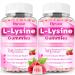 2 Pack 1000mg Lysine Gummies for Lips & Oral Health, Immune, Collagen & Calcium Support, L-Lysine Gummies Supplements for Adults & Kids, Vegan, Raspberry Flavor, 120 Count 60 Count (Pack of 2)