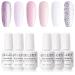 Gellen Baby Pinks Colors Gel Nail Polish Set - Pure Adorable 6 Colors Soak Off UV Home Gel Manicure Kit Baby Pinks Series