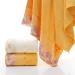 Lace Edge Embroidered Bath Towel Set - Super Absorbent Fiber - Yellow - 3 Piece Set - Buy Online on GoSupps.com