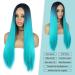 WIGER Ombre Teal Blue Wig - Long Straight Bluish Green Synthetic Wig for Cosplay & Parties - Buy Online on GoSupps.com