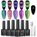 MIZHSE 9D Cat Eye Gel Nail Polish Magnetic Cat Eye Gel Nail Polish Magnetic Gel Nail Polish with Chameleon Magic Effect 10ml with 2 Magnet Stick Gel Nail Polish Set (9D Collection 1) 9D Cat Eye 6Pcs