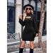 Women's Long Sleeve Dress Half High Collar Cutout Slim Fit Wrap Hip Solid Color Bodycon Short Dresses M Black - Buy Online on GoSupps.com