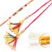 Ghasitaram Gifts Rakhis Online - Rakhi for Brother- Coloured Beads Bhaiya Bhabhi Rakhi with 400 GMS of Besan Barfi Rakhi Set with 400 gms of Besan Barfi
