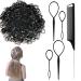 1000Pcs Elastic Rubber Bands with Topsy Tail Hair Tools Set French Braid Tool Loop and Rattail Comb  Small Elastic Hair Ties for Girls Toddler Women Hair Braid Accessories Hair Styling Black