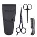 Beard Scissors/Nose Scissors/Mustache Comb Multi Functions Grooming Kit Gift Set Beard Trim Scissor Kit Trimming Nasal Hair for Men with Storage Bag (Black)
