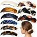 9 Pieces Hair Barrettes for Women Thick Heavy Hair Large Hair Clips Womens Hair Accessories Retro Acetate Tortoise Shell Hair Barrettes French Design Clips for Women Ladies (Stylish Style)