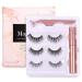 Magnetic Lashes Set  False Lashes 3 Pairs with Tweezers