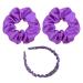 2 Girls' Hair Bands 1 Headband Elastic Hair Bands Solid Color Girls' Hair Bands Ladies Purple Accessories Hair Straps
