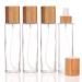 COSIDEA 4 pcs Empty 5oz /150ml bamboo lid clear glass spray bottle with fine mist despenser head for liquid perfume toiletries containers toner bottles 150ml Clear