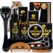 Ceenwes Upgraded Beard Grooming Kit - Conditioner Oil Brush Comb Balm Scissors Storage Bag for Beard and Mustache Trimming Perfect Men's Gift