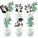 24 Panda Glitter Green Bamboo Cupcake Toppers - Cute Animal Cake Decorations for Baby Showers & Kids Birthday Parties - Buy Online on GoSupps.com