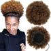 Synthetic Afro Puff Drawstring Ponytail Short Kinky Curly Hair Bun Extension Donut Chignon Hairpieces Wig Updo Hair Extensions Clip in Bun Ponytail Extensions Large Size T1B-30#(90g)