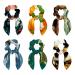 6 Pieces Bow Hair Scrunchies Rabbit Bunny Ear Scrunchies Orange Pattern Bow Bowknot Scrunchies Bobbles Elastic Hair Ties Ropes Ponytail Holder Accessories for Women Girls Color 1