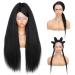 WIGNEE 26 Inches Kinky Straight Lace Front Wig 13x4x1 T Part Lace Front Wigs Yaki Straight Synthetic Lace Front Wig 150% Density Natural Black Lace Frontal Wigs for Black Women Lace Front-1B 26 Inch (Pack of 1)