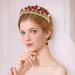 Red Rose Bridal Wedding Queen Crown Set - Gold Baroque Princess Tiara with Pearls, Crystals, and Rose Pendant - Ideal for Women and Girls - Buy Online on GoSupps.com