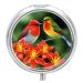Pill Box Pill Case 3 Compartment Travel Pill Box Birds with Flowers Printing Small Pill Box Portable Medicine Pill Case Pill Organizer for Purse & Pocket for Travel Handbag (Round)