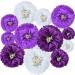 BEISHIDA Lavender Purple White Hanging Tissue Paper Flowers Paper Chrysanth Flowers DIY Crafting for Halloween Wedding Birthday Baby Shower Backdrop Nursery Wall Party Decoration(12 Packs) Purple Flowers